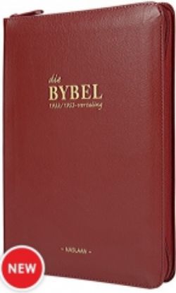 Picture of Bybel '33/53 - Wynrooi leer met zip en duimindeks (Meduim)