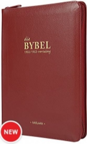 Picture of Bybel '33/53 - Wynrooi leer met zip en duimindeks (Meduim)